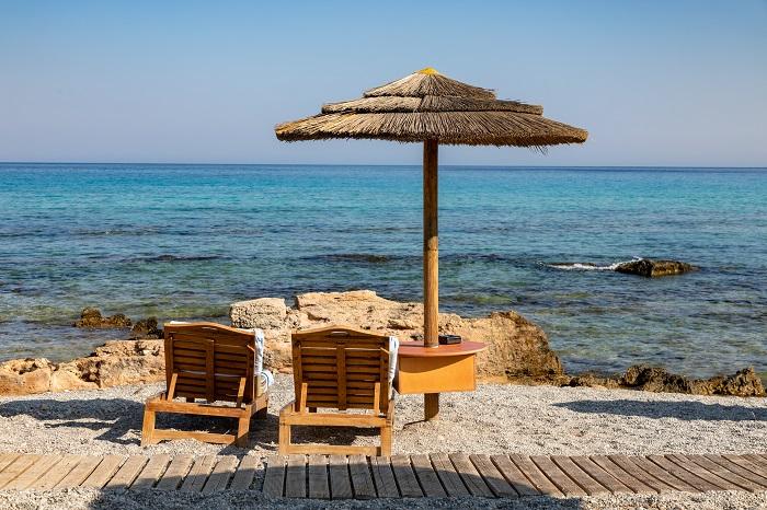 Deck chairs by the beach